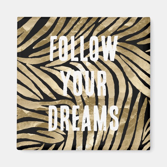 Black and Gold Glam Zebra  Magnet (Front)