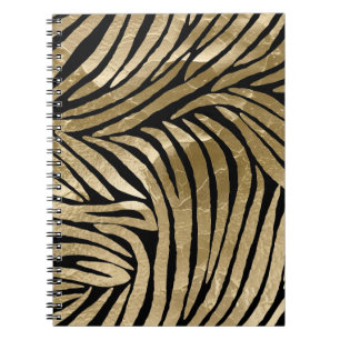Black and Gold Glam Zebra Print Notebook