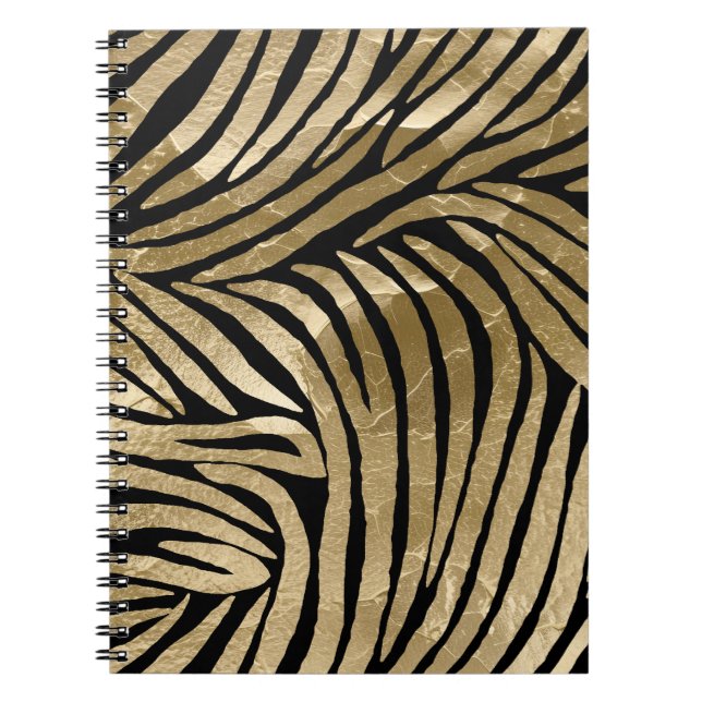 Black and Gold Glam Zebra Print Notebook (Front)