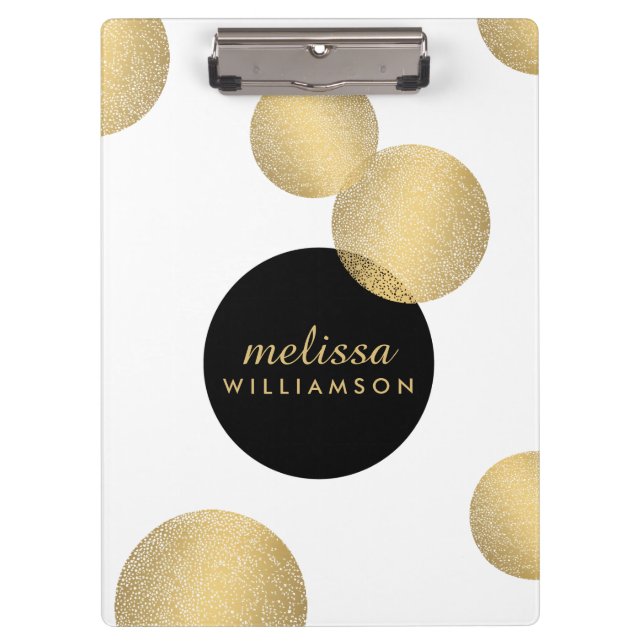 Black and Gold Glamour and Beauty Personalised Clipboard (Front)