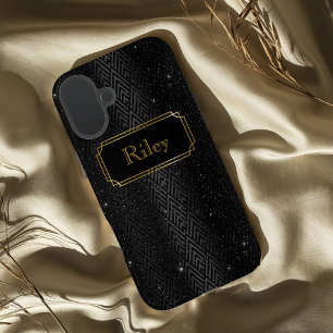 Black and Gold glamourous art deco iPhone 16 Plus Case