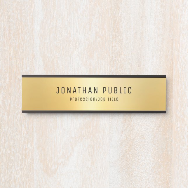 Black And Gold Glamourous Modern Template Door Sign (Front)