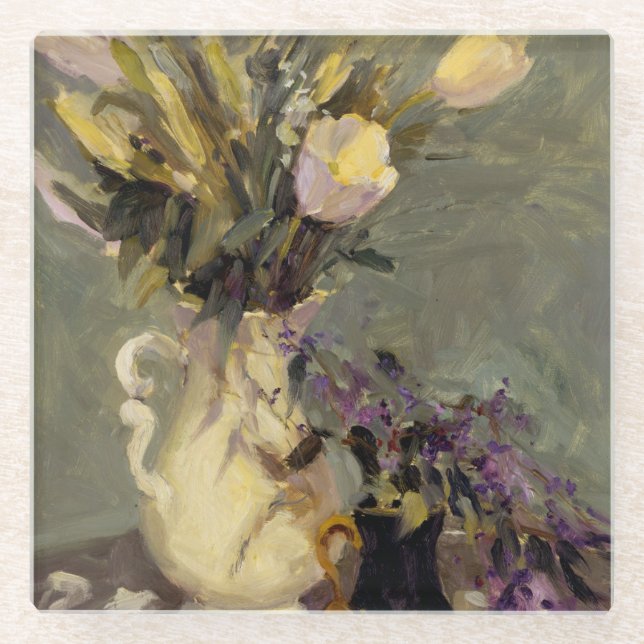 Black and Gold Glass Coaster (Front)