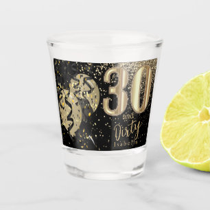 Black and Gold Glitter 30th Birthday Shot Glass