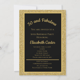 Black and Gold Glitter 50 and Fabulous Birthday 