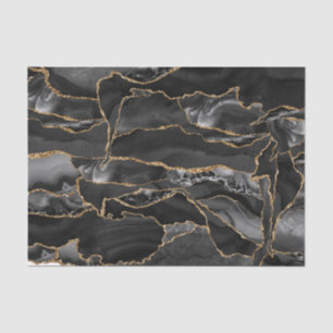 Black and gold glitter agate abstract tissue paper