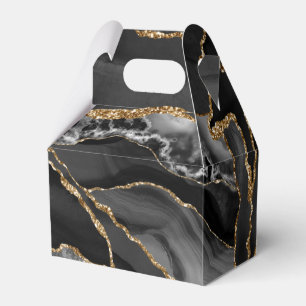 Black and Gold Glitter Agate Favour Box