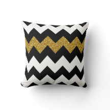 Black and Gold Glitter Chevron on White