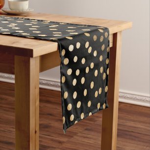 Black and Gold Glitter City Dots Table Runner