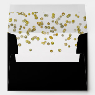 Black and Gold Glitter Confetti Envelope