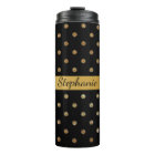 Black and Gold Glitter Dots Custom Thermal Tumbler