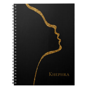 Black And Gold Glitter Face Notebook