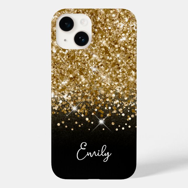 Black and Gold Glitter Glam Case-Mate iPhone Case (Back)