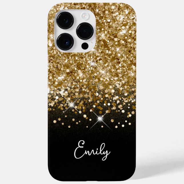Black and Gold Glitter Glam Case-Mate iPhone Case (Back)