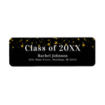 Black and Gold glitter Graduation return address