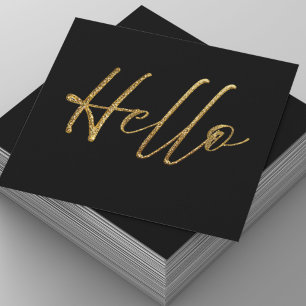 Black and Gold Glitter Hello Business Card