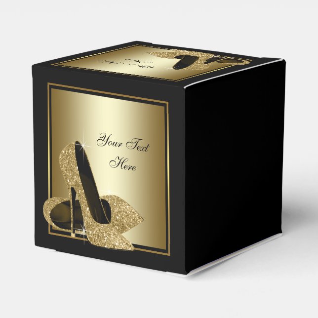 Black and Gold Glitter High Heel Shoe Favour Box (Back Side)