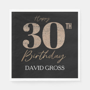 Black and Gold Glitter Numeral 30th Birthday  Napkin