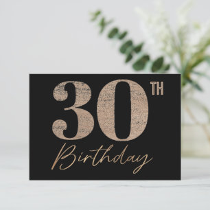 Black and Gold Glitter Numeral 30th Birthday  Thank You Card
