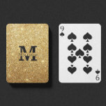 Black and Gold Glitter Personalised Monogram Name Playing Cards<br><div class="desc">Personalised Monogram and Name Gifts featuring gold personalised monogram in classic serif font style with box of name in the middle of monogram in black on faux gold glitter foil background. Please note : The glitter details are simulated in the artwork. No actual glitter or metallic foil will be used...</div>