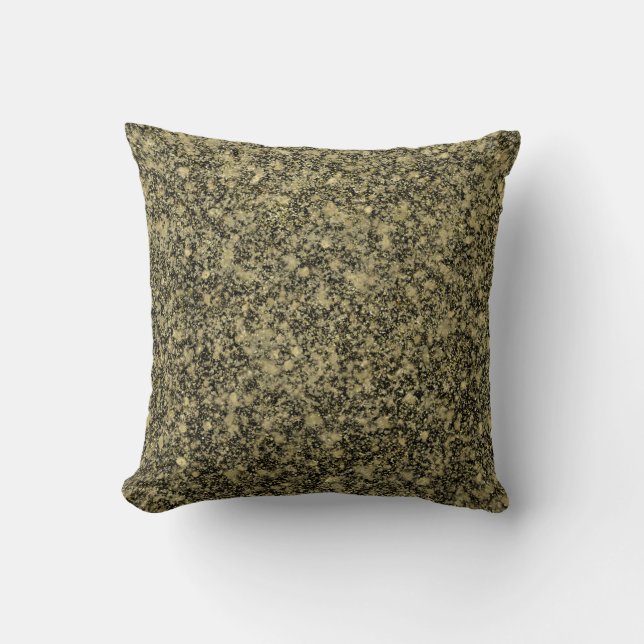 Black and Gold Glitter Sparkle Cushion (Front)