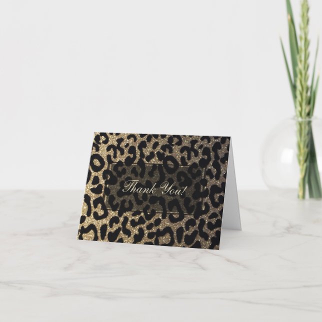 Black and Gold Glitter Thank You Card (Front)