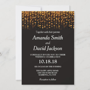 Black and Gold Glitter Wedding Invitation