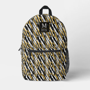 Black and Gold Glitter White Animal Zebra Pattern Printed Backpack