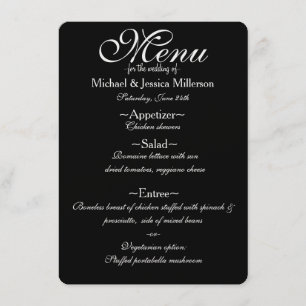 Black and Gold Glitter Zebra Print Wedding Menu