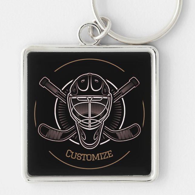 Black And Gold Goalie Mask Key Ring (Front)