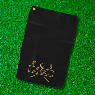 Black And Gold Golf Clubs Personalized  Towel