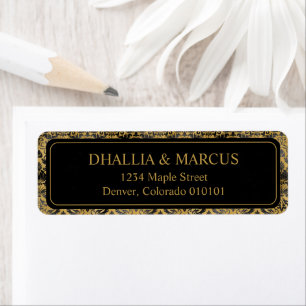 Black And Gold Goth Patten Return Address Label