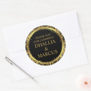 Black And Gold Goth Pattern Classic Round Sticker
