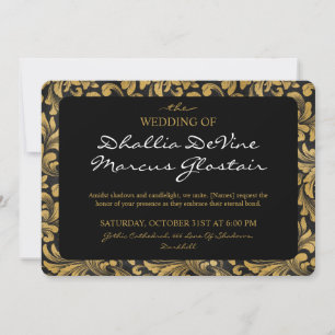 Black And Gold Goth Pattern  Invitation