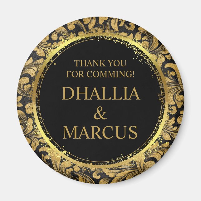 Black And Gold Goth Pattern Magnet (Front)