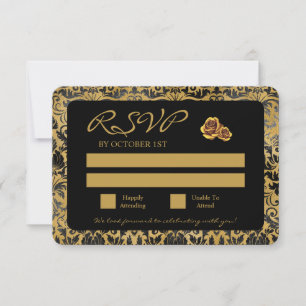 Black And Gold Goth Pattern RSVP Card