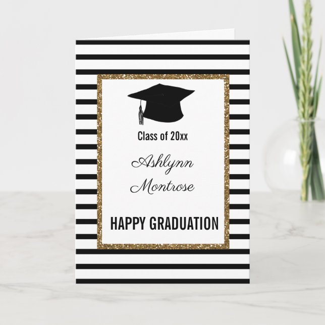 Black and Gold Graduation Card (Front)