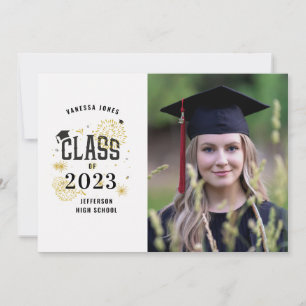 Black and Gold Graduation Celebration Announcement