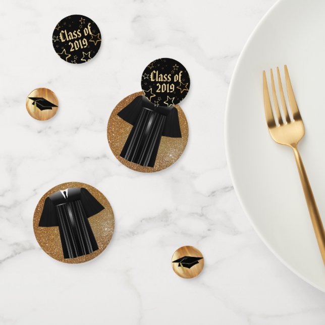 Black and Gold Graduation Confetti (Group)