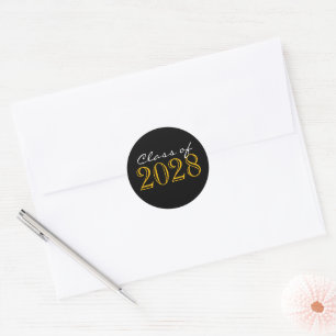Black and Gold Graduation Envelope Seal Stickers