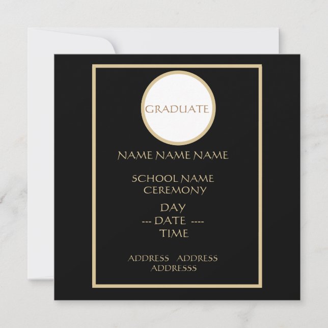BLACK AND GOLD GRADUATION INSERT CARD (Front)