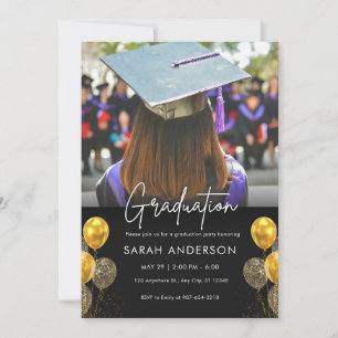 Black and Gold Graduation Invitation