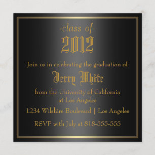 Black and Gold Graduation Invitation