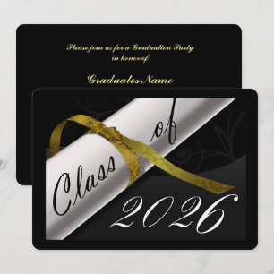 Black and Gold Graduation Party Invitation