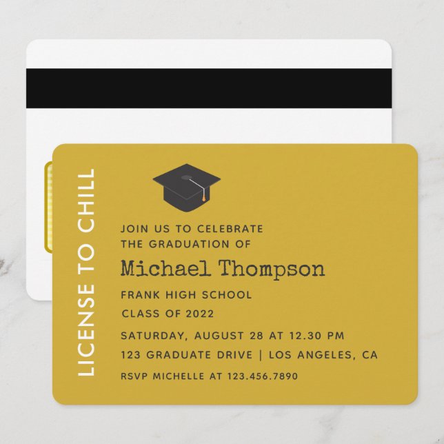 Black and Gold Graduation Party VIP Pass Invitation (Front/Back)