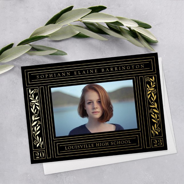 Black and Gold Graduation Photo Announcement (Creator Uploaded)