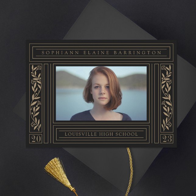 Black and Gold Graduation Photo Announcement (Creator Uploaded)