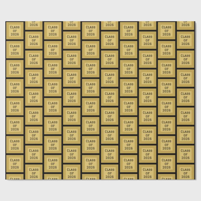 Black and Gold Graduation Wrapping Paper | 2026 (Flat)