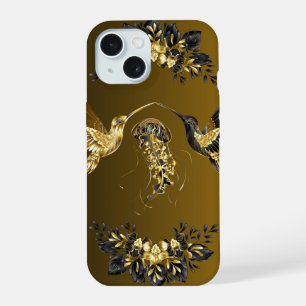 Black and Gold Graphic Art, Ethereal Unison iPhone 15 Case