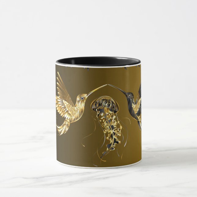 Black and Gold Graphic Art, Ethereal Unison Mug (Center)